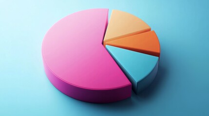 Aufkleber - A rotating D pie chart with colorful, layered sections representing data, with numbers and labels floating beside each slice for clarity.