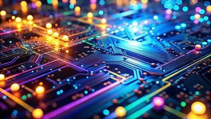 Poster - Futuristic Tech Background: Abstract Bokeh & Depth of Field