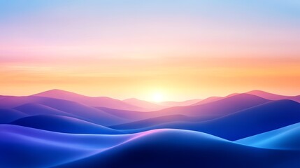 Wall Mural - serene sunset hillscape - peaceful sunrise over rolling hills, symbolizing tranquility, hope, new be
