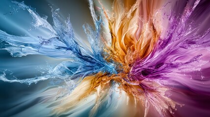 Aufkleber - Dynamic color explosion abstract art digital artwork vibrant tones artistic environment close-up perspective