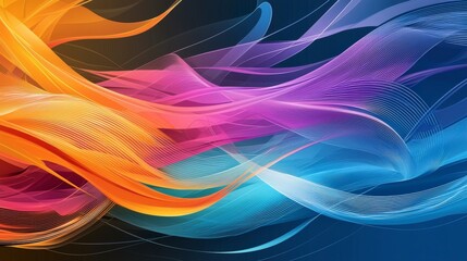 Leinwandbilder - Dynamic curved lines in bright colors symbolizing energy abstract design digital art colorful environment
