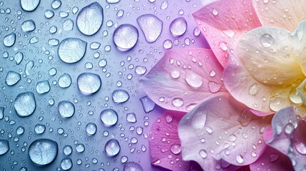 Aufkleber - Gentle water droplets on flower petals nature scene macro photography soft colors close-up view serenity