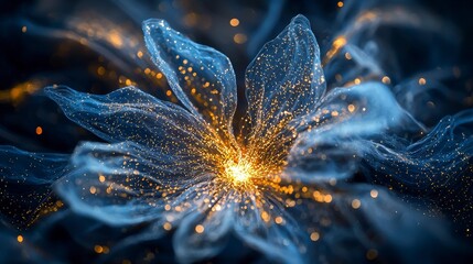 Poster - Golden light expanding from centered bloom abstract colorful digital art soft glow ethereal beauty