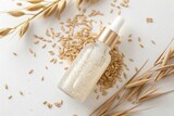 Oat Grain Serum in Frosted Glass Bottle with Oats and Natural Elements