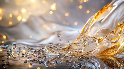 Poster - Dynamic water splashes and shiny surfaces nature photography bright environment close-up artistic reflections