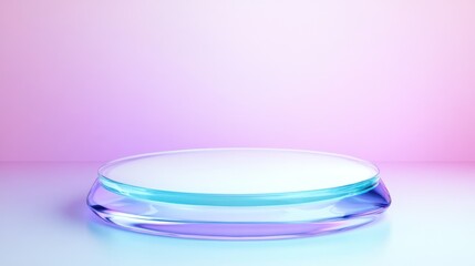 Poster - Elegant glass display platform with soft pastel background
