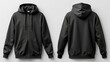 © ArtPro - Full zip up hoodie mockup front and back view in black color.