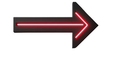 Poster - Red neon arrow pointing right on transparent background