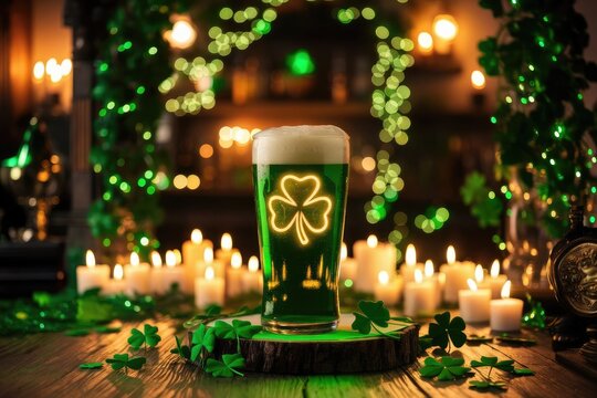 st Patrick's day celebrating with green beer artwork