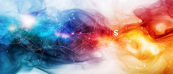 Poster - Financial growth visualization digital realm abstract art colorful background dynamic perspective wealth concept