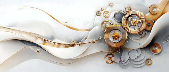 Poster - Intricate gears composition abstract design digital art modern environment artistic viewpoint innovation concept