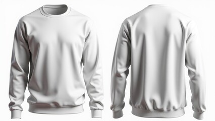 Wall Mural - White sweatshirt front and back mockup showcasing design details and fit.