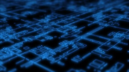 Aufkleber - Technology digital line corner structure cyber data network connection concept. Abstract futuristic flowing information with copy space 4K motion background.