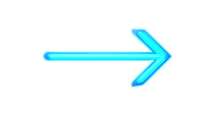 Poster - Glowing neon blue arrow pointing right on transparent background
