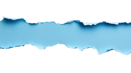 Poster - Torn horizontal light blue paper piece with transparent background revealing checkered pattern
