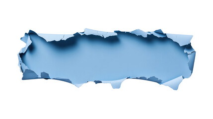 Poster - Torn light blue paper creating a blank space on transparent background