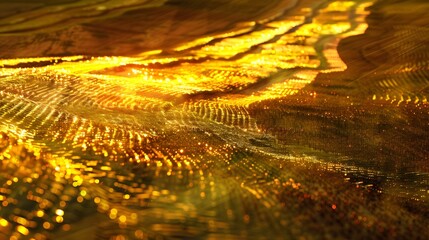 Aufkleber - Vibrant farmland glowing under golden hour skies, intricate crop patterns illuminated by cinematic light, dynamic depth emphasizing natural artistry