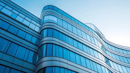 Aufkleber - A stunning display of contemporary design, this structure features smooth curves and reflective glass that interacts beautifully with the sky, creating a captivating visual experience in the city
