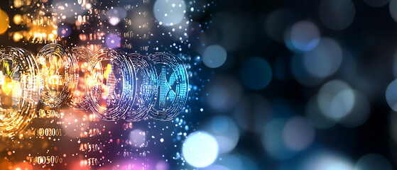 Poster - Dynamic digital interface virtual space abstract art technology close-up futuristic visuals for enhanced engagement