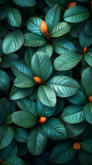 Wall Mural - Close Up Patterned Dark Teal Leaves