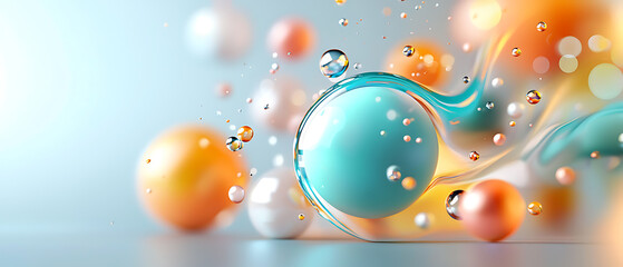 Fototapete - Dynamic colorful spheres in motion abstract art digital creation bright environment artistic viewpoint visual fluidity