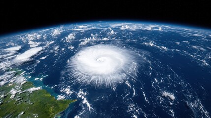Wall Mural - Aerial view of earth from space showing continents and oceans with a dark background of outer space