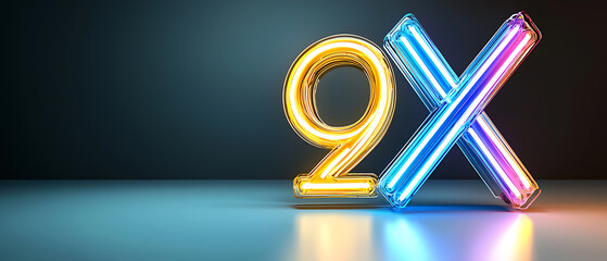 Poster - Neon light display modern studio visual art minimalist environment close-up creative expression