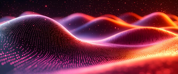 Poster - Abstract Glowing Wave Design With Pink, Red, Orange Particles