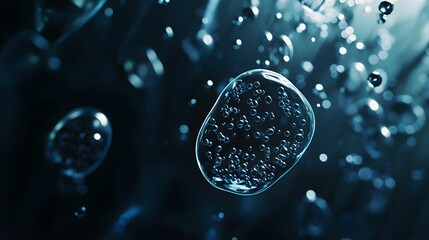 Poster - A captivating bubble suspended in a dreamlike aquatic realm exudes an ethereal and enchanting essence  The transparent