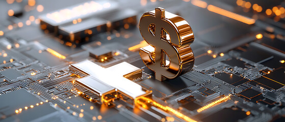 Poster - Digital currency exchange event virtual space graphic design futuristic environment close-up view financial innovation