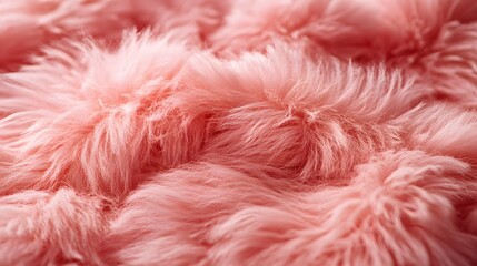 Poster - A close-up shot of pink fur, showcasing its soft and plush texture. The image highlights the luxurious feel of the fabric. Macro Texture Backgrounds Fluffy Surface Texture. Plush Pink Fur Texture