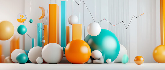 Poster - Dynamic 3d abstract shapes and graphs in a modern studio environment for visual data representation