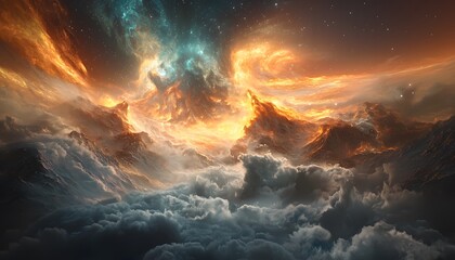 Aufkleber - A tundra illuminated by glowing abstract auroras, cinematic framing capturing expansive dreamlike beauty
