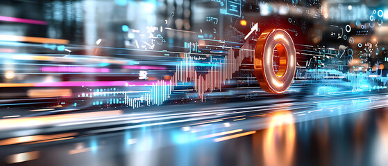 Poster - Dynamic digital visuals urban setting abstract art futuristic environment motion perspective technology concepts