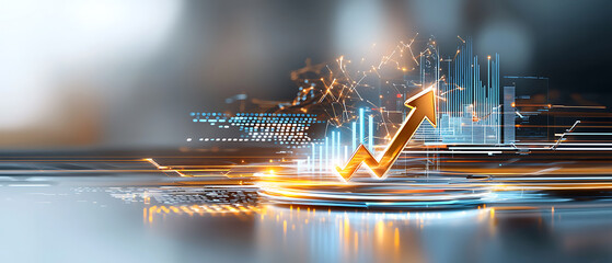 Poster - Business growth analytics office space digital graphs modern workspace aerial view data visualization strategies for success