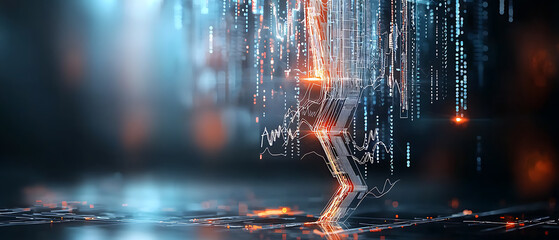 Poster - Dynamic digital transformation virtual space abstract visualization high-tech environment futuristic perspective innovation concept