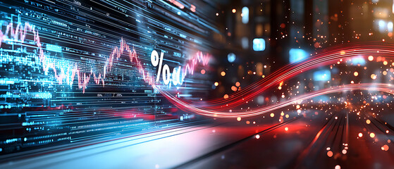 Poster - Dynamic financial data visualization digital workspace graphic representation modern environment digital perspective data analysis insight