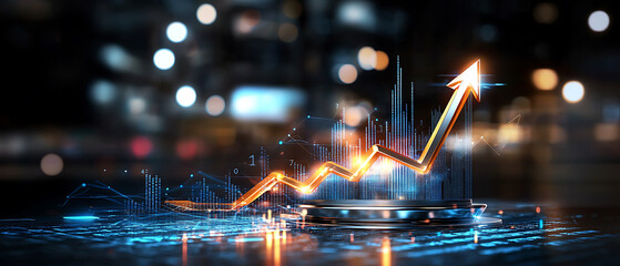Poster - Business growth analysis digital market data visualization urban environment aerial view financial insights