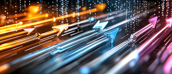 Poster - Dynamic arrows of progress digital space abstract image futuristic environment close-up view technological growth