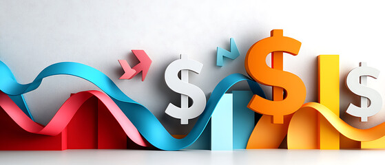 Poster - Financial growth trends business sector infographic design modern office aerial view economic insights