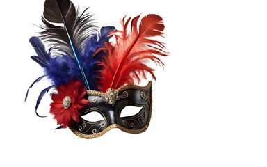 Aufkleber - A fun masquerade mask with feather decorations, isolated on a empty plain background