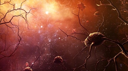 Aufkleber - Breathtaking cosmic explosion in a vibrant celestial nebula with a radiant starry sky background creating a fantastical and surreal space landscape filled with glowing energy and interstellar wonder