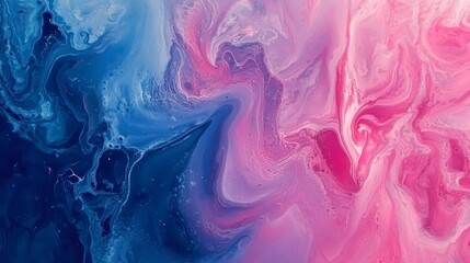Poster - This stunning artwork features a blend of deep blues and soft pinks, swirling in fluid patterns that evoke tranquility and creativity, inviting viewers to explore its beauty