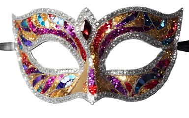 Aufkleber - A fun party mask with glitter and sequins, isolated on a empty plain background