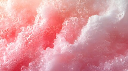 Poster - Close-up view of pink and white foam with a soft, abstract texture. Ideal as a background or design element. Macro Texture Backgrounds Fluffy Surface Texture. Abstract Pink and White Foam Texture