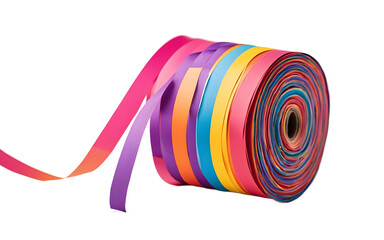 Poster - A party popper with colorful ribbons bursting out, isolated on a empty plain background