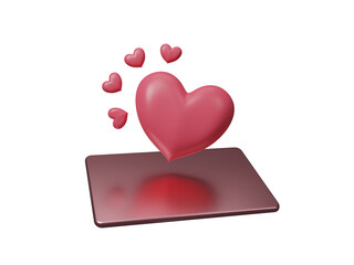 Poster - 3d romantic love icon isolated on transparent background, Valentines day and love anniversary, Happy Valentine's Day Concept. Hearts happy romance advertising, Cartoon creative design. 3d rendering
