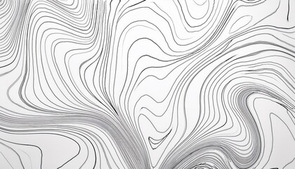 Poster - minimalist abstract line art with fluid contour patterns, black ink organic waves on white, topographic inspired design

