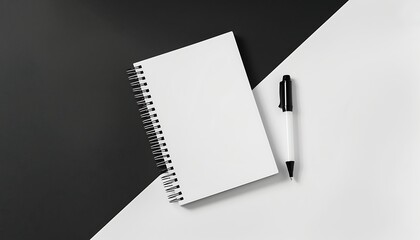 Wall Mural - Notebook with pen isolated on black background. 3d illustration.