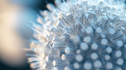 Poster - Whispers of light play across the surface of a fluffy textured ball, revealing its complex structure and delicate fibers. Each detail invites curiosity and wonder into this enchanting form